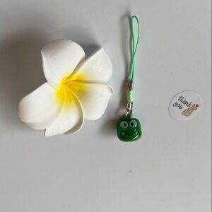 Charming Green Frog Phone Charm